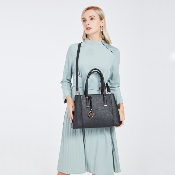 LT1748 BK - Miss Lulu Multi-Compartment Large Handbags Black